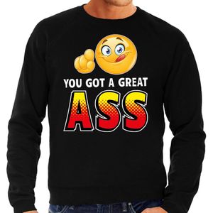 Funny emoticon sweater You got a great ass zwart heren - Feesttruien