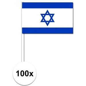 100x Israelische fan/supporter vlaggetjes op stok - Vlaggen