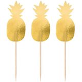 160x stuks Ananas print cocktailprikkers van 10 cm - Cocktailprikkers