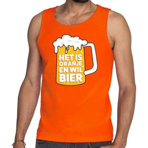 Oranje Het is oranje en wil bier tanktop/mouwloos shirt heren - Feestshirts