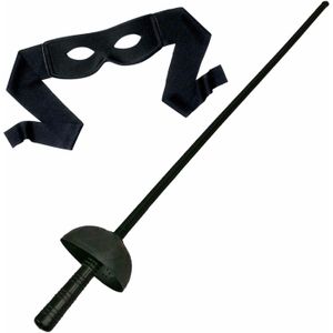 Zorro verkleed set zwart masker met Sabel 60 cm - Verkleedattributen