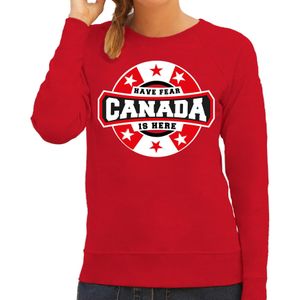 Have fear Canada is here / Canada supporter sweater rood voor dames - Feesttruien