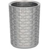 PlasticForte Tandenborstelhouder met geweven patroon - 14 cm zilver