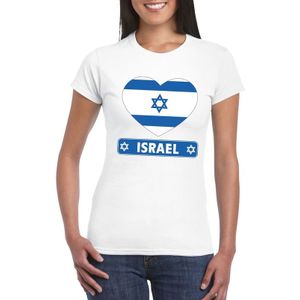 T-shirt wit Israel vlag in hart wit dames - Feestshirts