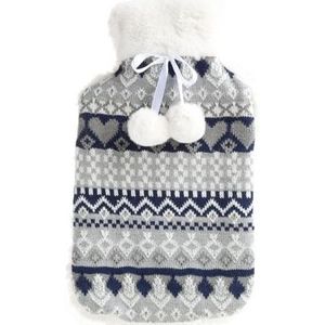 Cosy & Trendy - Warmwaterkruik - Blauw/Wit - 2L - 20 x 34 cm - Met Hoes - Winter Print