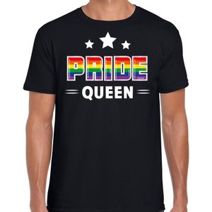 Gay Pride shirt - pride queen - regenboog - heren - zwart - Feestshirts