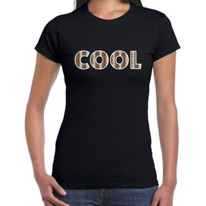 Cool tekst t-shirt zwart dames slangenprint - Feestshirts