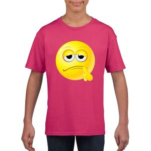 Emoticon t-shirt bedenkelijk roze kinderen - T-shirts