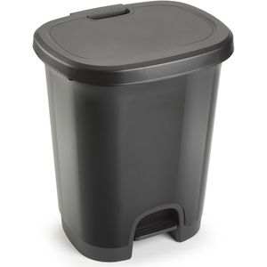 Afvalemmers/vuilnisemmers/pedaalemmers 27 liter in het donkergrijs met deksel en pedaal - Pedaalemmers