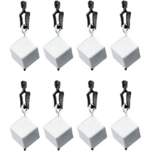 8x stuks tafelkleedgewichtjes zilveren vierkanten/blokken 3.5 cm - Tafelkleedgewichten
