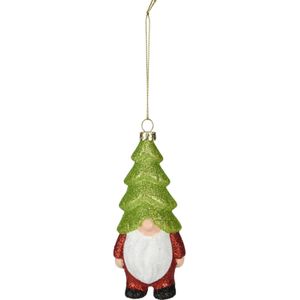 Kersthanger gnome/dwerg/kabouter - kunststof - 12,5 cm - groene muts - Kersthangers