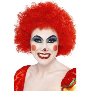Rode afro clowns pruik - Verkleedpruiken
