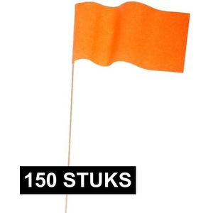 150x Zwaaivlaggetje oranje - Vlaggen