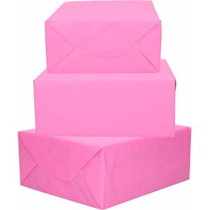 3x Rollen kraft inpakpapier roze 200 x 70 cm - Cadeaupapier