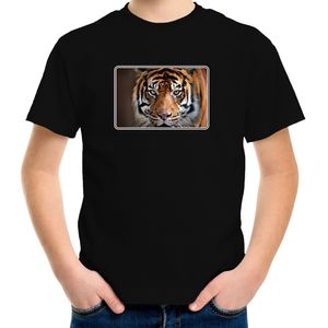Dieren t-shirt met tijgers foto zwart voor kinderen - T-shirts