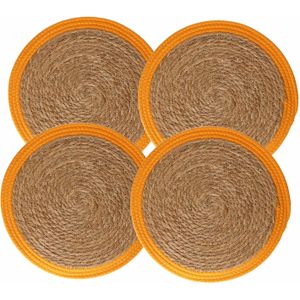Set van 6x stuks placemats zeegras geel - 39 cm - Tafel onderleggers