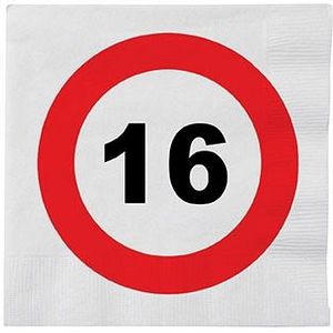 Papieren stopbord servetten 16 jaar - Feestservetten