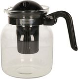 Glazen transparante theepot 1.5 L met zwart filter - Thee drinken - Thee serveren - Theepotten met filters