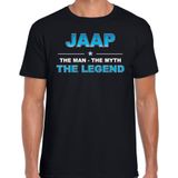 Naam cadeau t-shirt Jaap - the legend zwart voor heren - Feestshirts