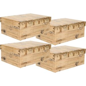 5Five Opbergdoos/box - 6x - houtkleur - L28 x B19.5 x H11 cm - Stevig karton - Woodybox