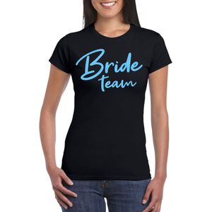 Vrijgezellenfeest T-shirt voor dames - Bride Team - zwart - glitter blauw - bruiloft/trouwen - Feestshirts