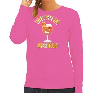 Apres ski sweater/trui voor dames - aperol spritz - roze - apres ski/wintersport - skien - Feesttruien