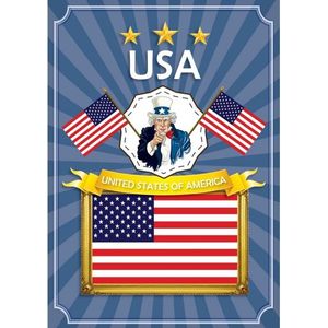 Landen thema USA/Amerika vlag thema poster - 59 x 42 cm - papier - versiering - Feestposters