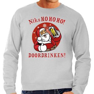 Grijze foute kersttrui / sweater kerstman aan de drank voor heren - kerst truien