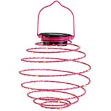 Hanglamp - 2x - solar verlichting - fuchsia roze - D16 cm - metaal - tuinverlichting - Buitenverlichting