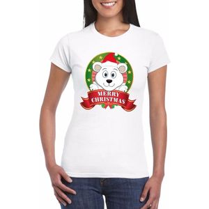 Witte ijsbeer Kerst t-shirt voor dames Merry Christmas - kerst t-shirts