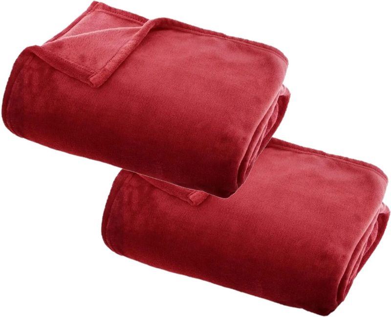 Atmosphera - Plaid Deken - Rood - Polyester - 2 Stuks