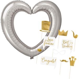 Foto prop set - bruiloft/vrijgezellenfeest - 11-delig - photo booth accessoires - trouwen/jubileum - Fotoprops