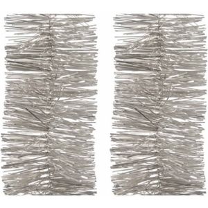 3x Feestversiering folie slingers licht parel/zilver 270 cm kunststof/plastic kerstversiering - Kerstslingers