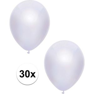 Witte metallic ballonnen 30 cm 30 stuks - Ballonnen