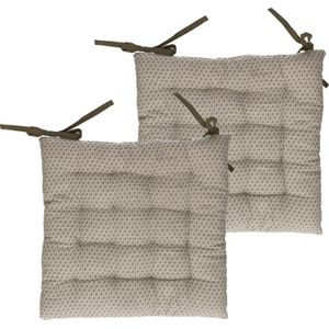 Atmosphera Stoelkussens - 2x - olijf groen - katoen - 38 x 7 cm - wicker zitkussen - tuinstoelkussens