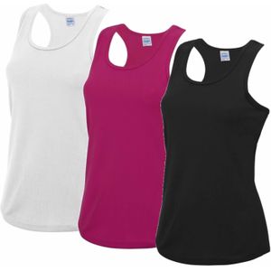 Voordeelset - wit, roze en zwart sport singlet voor dames in maat Small(36) - Tanktops