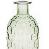 Bloemenvaas - groen - transparant glas honingraat - D7 x H20 cm - Vazen