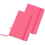 Set van 4x stuks notitieblokje harde kaft roze 9 x 14 cm - Notitieboek