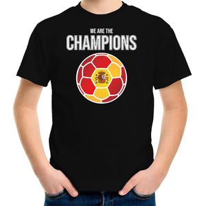 Spanje EK/ WK supporter t-shirt we are the champions met Spaanse voetbal zwart kinderen - Feestshirts