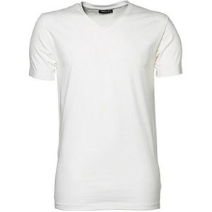 Wit strak heren t-shirt met V-hals - T-shirts