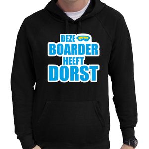 Apres ski hoodie Deze snowboarder heeft dorst zwart  heren - Wintersport capuchon sweater  - Feesttruien