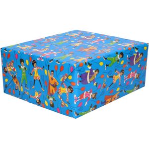 4x Rollen inpakpapier/cadeaupapier Club van Sinterklaas blauw 200 x 70 cm - Cadeaupapier