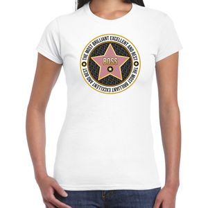 Cadeau t-shirt voor dames - boss/baas - wit - bedankje - verjaardag - Feestshirts