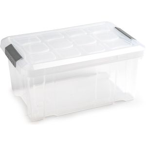 1x stuks Opslagbakken/organizers met deksel 5 liter 29 x 19 x 14 cm transparant - Opbergbakken