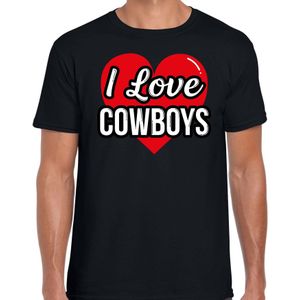 I love Cowboys verkleed t-shirt zwart voor heren - Outfit western verkleed feest - Feestshirts