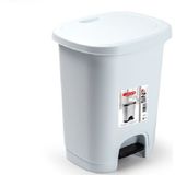 WC-/toiletborstel en houder - wit - met kleine pedaalemmer 8 liter - Badkameraccessoireset