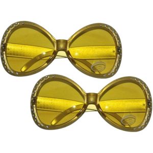 Multipak van 2x stuks glitter Disco Toppers party verkleed bril in het goud - Verkleedbrillen