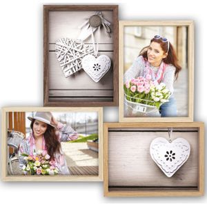 Multi fotolijst met houten frame met 4 lijstjes geschikt voor een foto van 10 x 15 cm - Fotolijsten