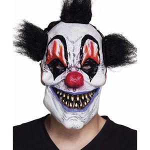 Feestmasker Halloween clown met zwart haar - Verkleedmaskers
