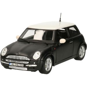 Modelauto/speelgoedauto Mini Cooper - matzwart - schaal 1:24/16 x 7 x 6 cm - Speelgoed auto's